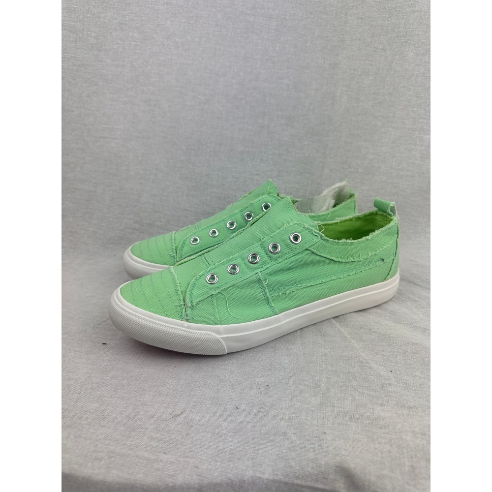 Corkys Babalu Lime Green Canvas Slip On Sneakers Distressed Laceless Size‎ 9